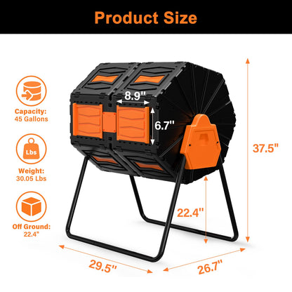 Marcytop Outdoor Compost Tumbler 45 Gallon