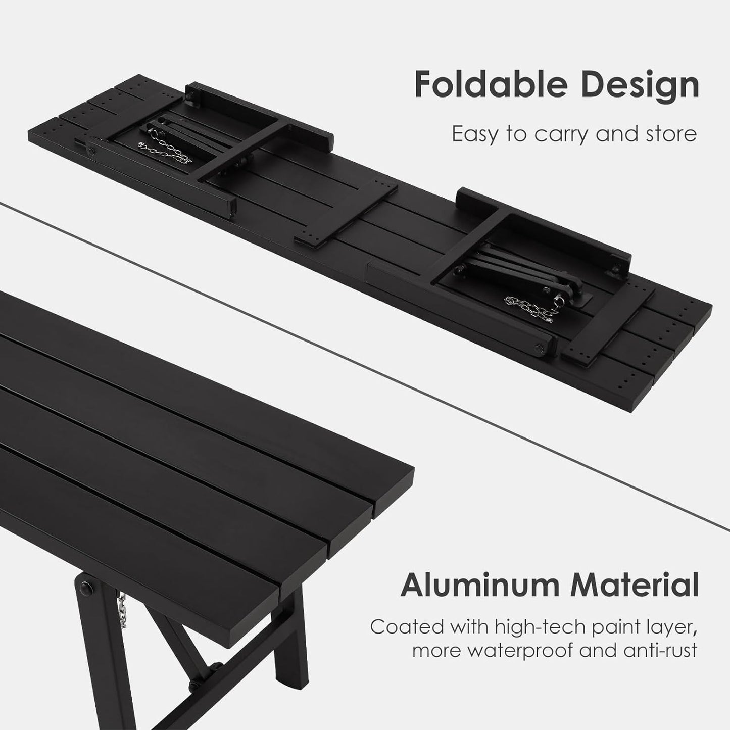 Marcytop Outdoor Folding Benches,Black