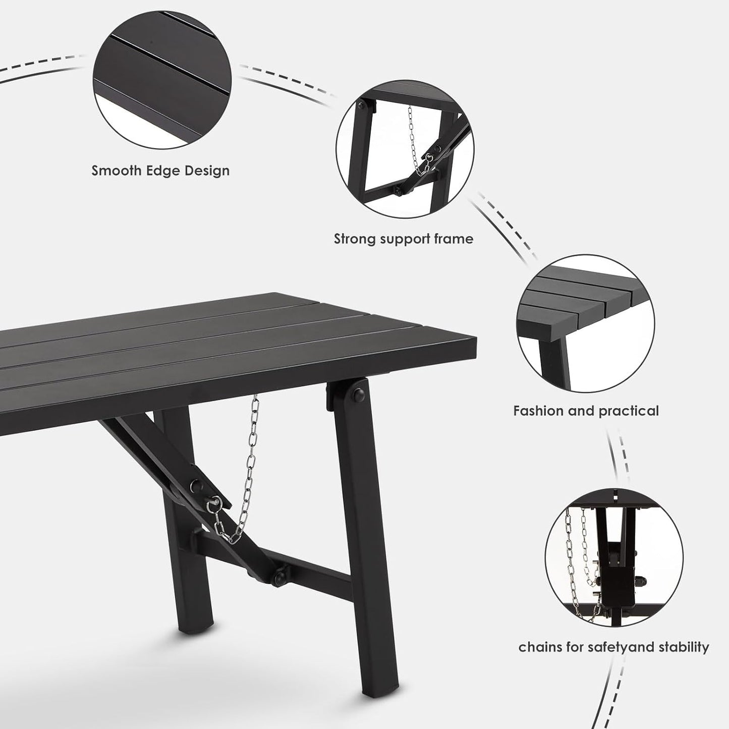 Marcytop Outdoor Folding Benches,Black