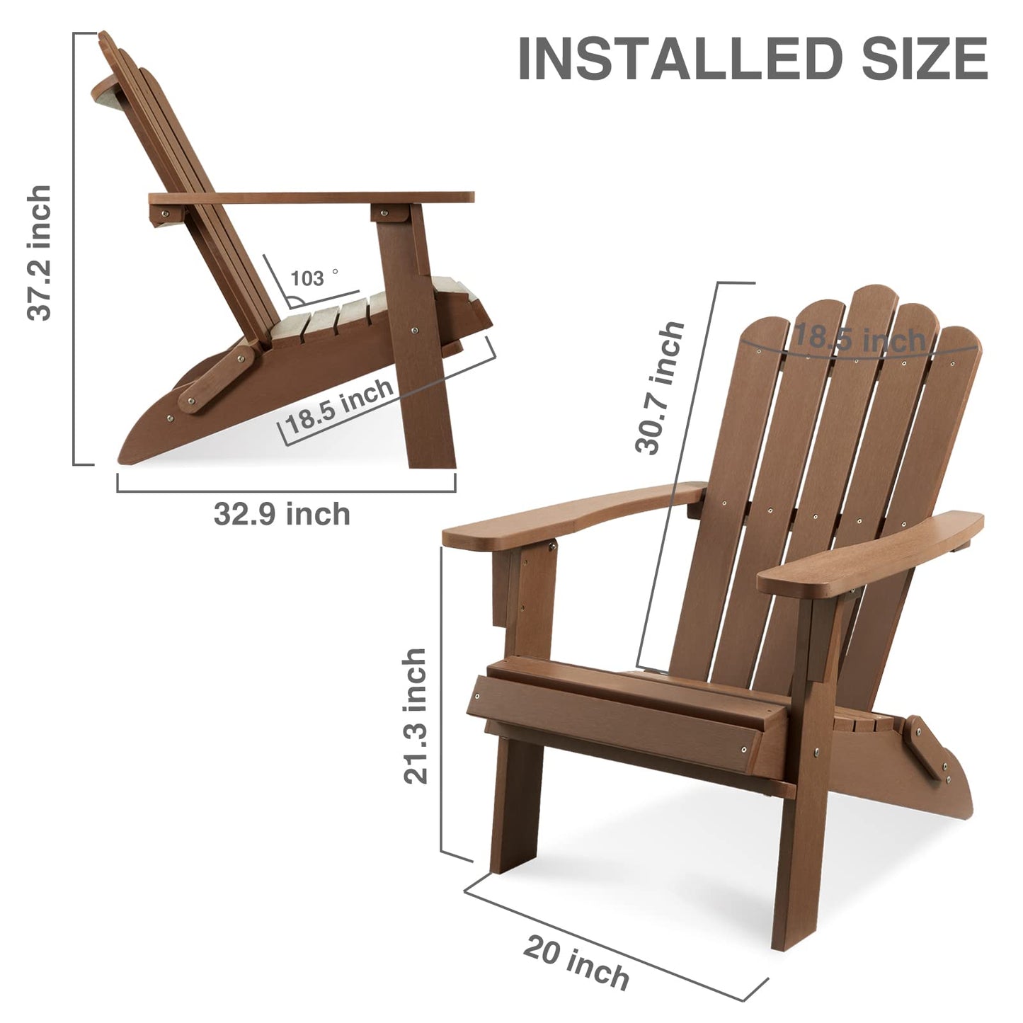 Marcytop Folding Adirondack Chair Brown