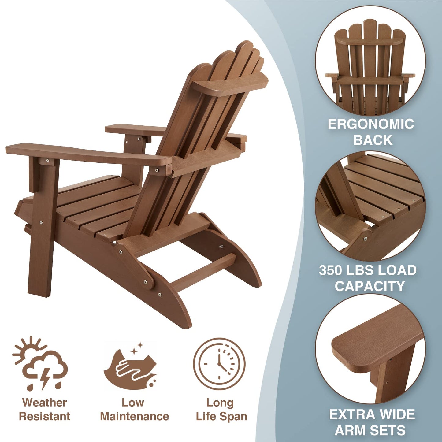 Marcytop Folding Adirondack Chair Brown