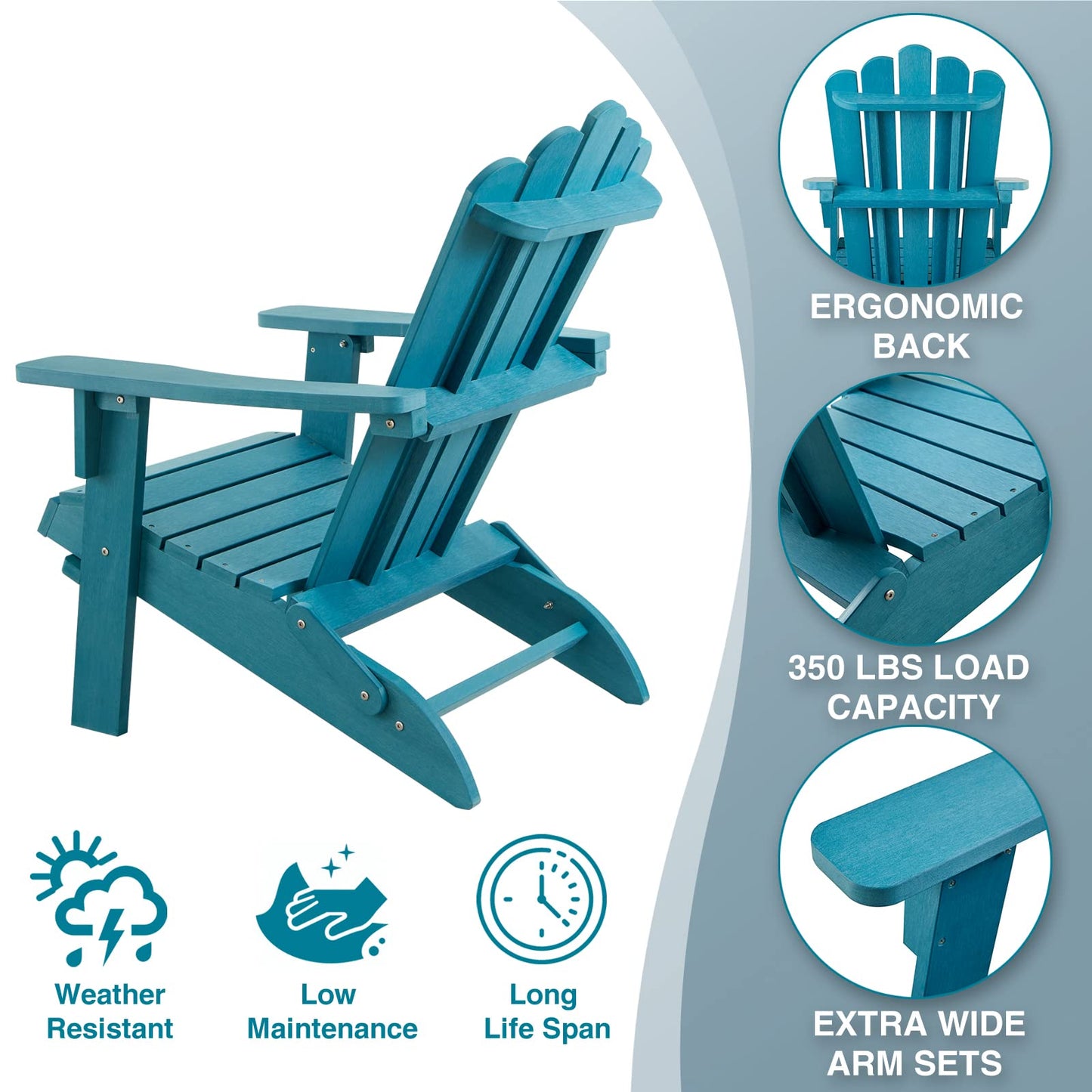 Marcytop Folding Adirondack Chair Blue